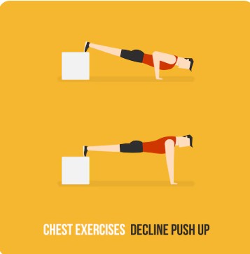 Pushups med føtter hevet illustrasjon